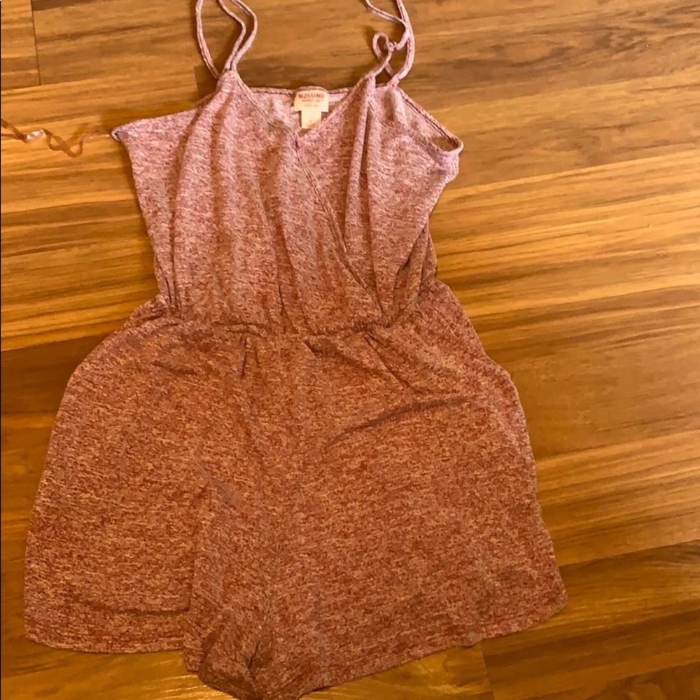 pink and white patterned romper